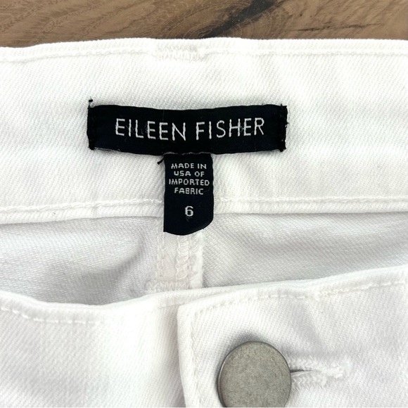 Eileen Fisher White Jeans Cotton High Waist Straight Leg Capsule System Size 6 - Picture 2 of 15